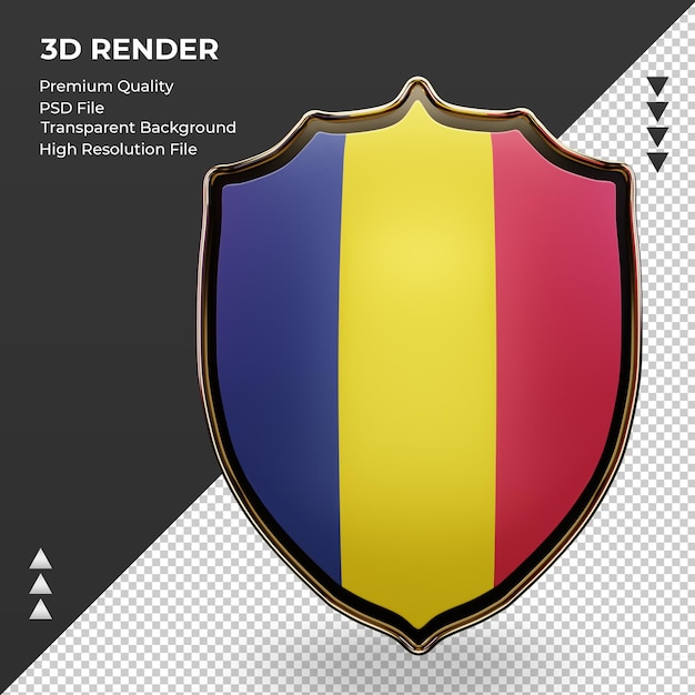 PSD 3d schild tschad flagge rendering vorderansicht