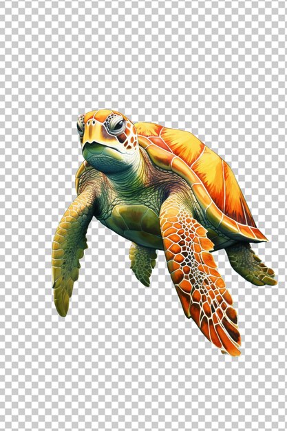 PSD 3d-schildkröte aquarellmalerei illustration des majestätischen hintergrunds