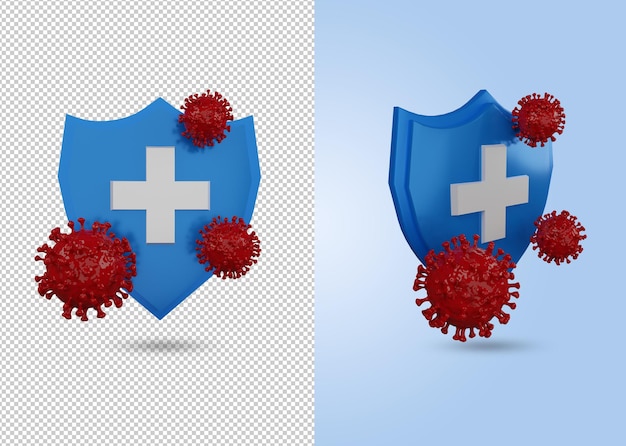 3D-Schildsymbol schützt vor Viren, PSD-Datei