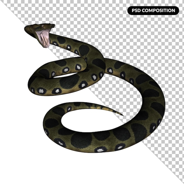 3D-Schlangentier isoliertes Rendering