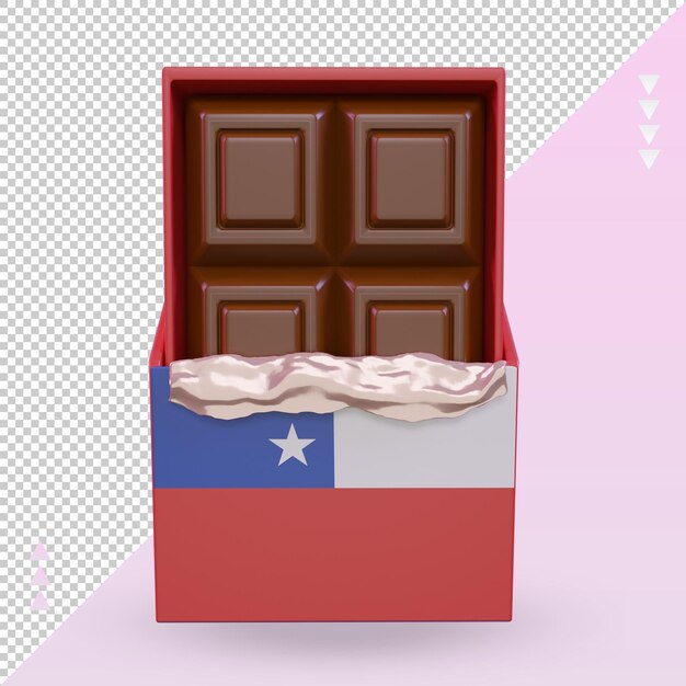 3d-schokoladen-chile-flagge, die vorderansicht wiedergibt