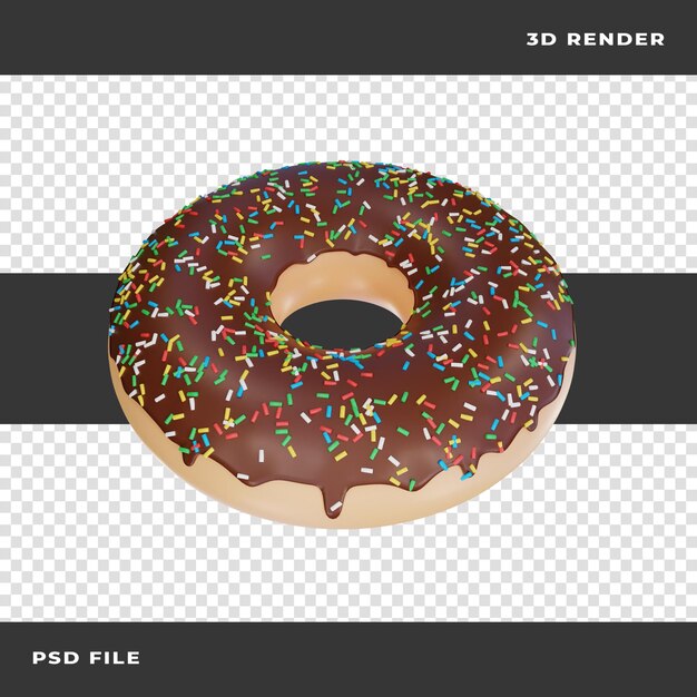 3d-schokoladen-donuts auf transparentem hintergrund gerendert