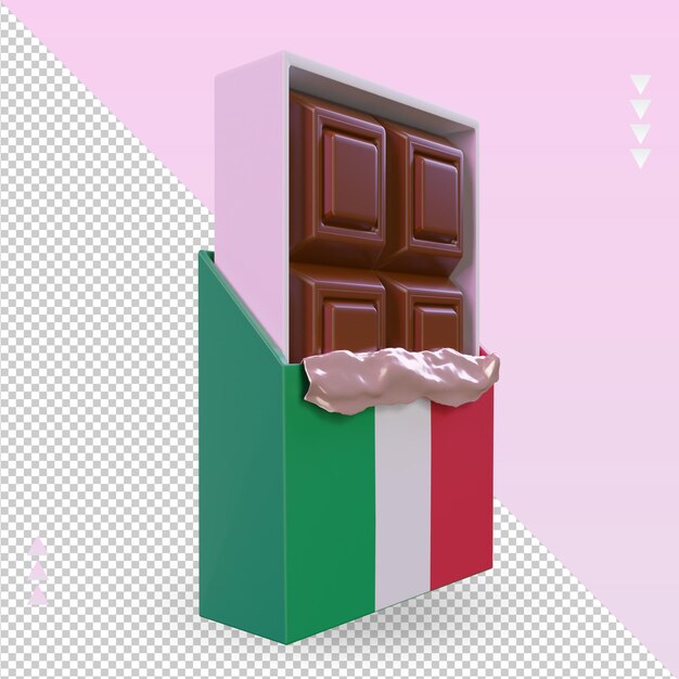 PSD 3d-schokoladen-italien-flagge, die die linke ansicht wiedergibt