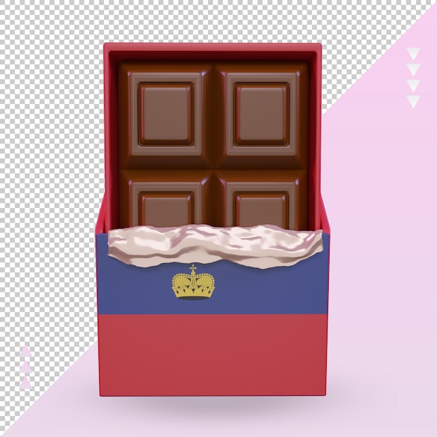 3d-schokoladen-liechtenstein-flagge, die vorderansicht wiedergibt