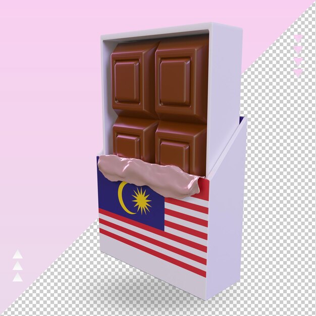 3d-schokoladen-malaysia-flagge, die die rechte ansicht wiedergibt