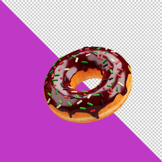 3d schokoladenkrapfen. realistischer donut, 3d-rendering.