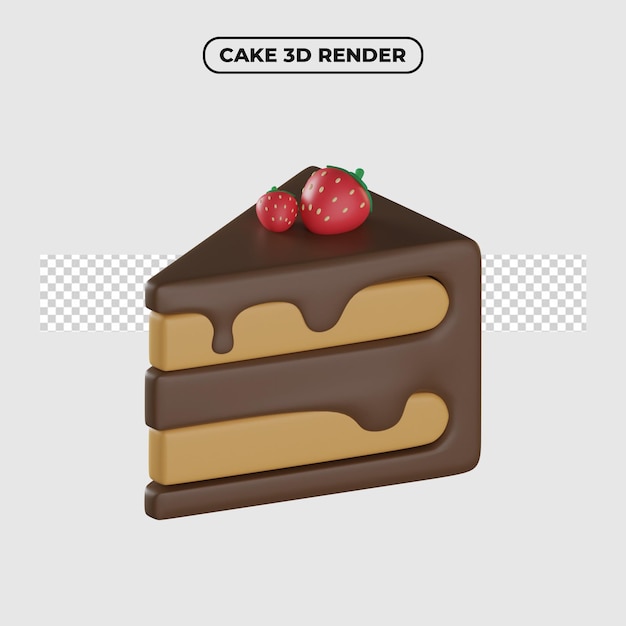 3D-Schokoladenkuchen-Cartoon-Symbol-Illustration
