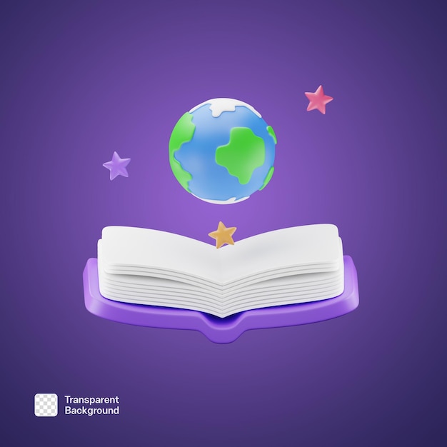 3D School Subject Book Study Student Library Icon PNG Template