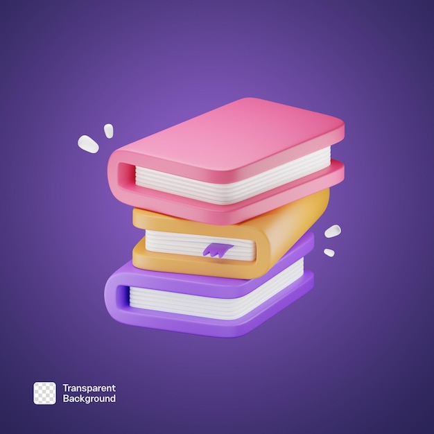 3D School Subject Book Study Student Library Icon PNG Template