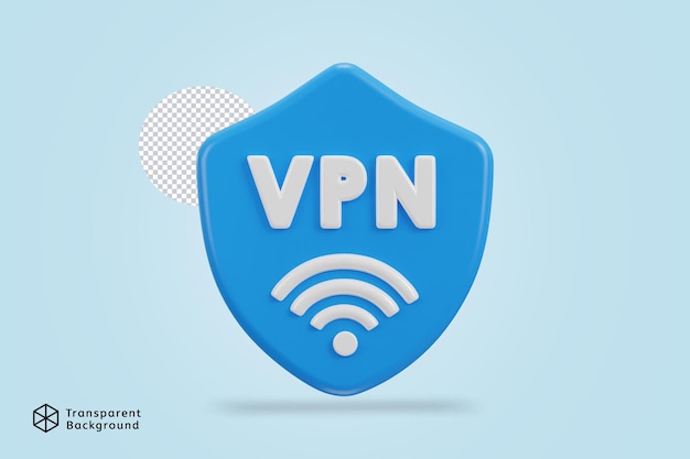 PSD 3d-schutzschild mit vpn-netzwerk-symbol