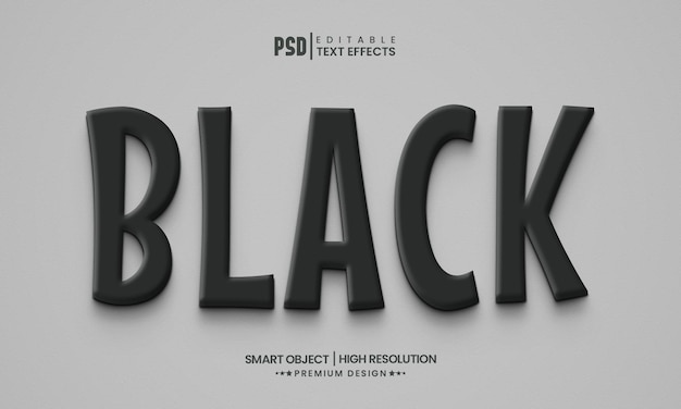 PSD 3d schwarz bearbeitbare texteffekt-layer-mockup-vorlage