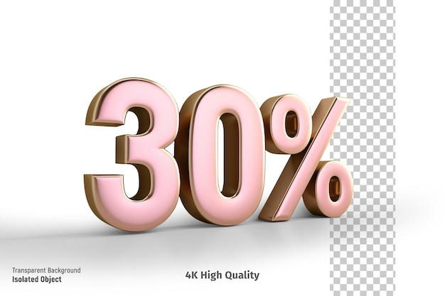3D Sconto del 30% sullo sfondo isolato