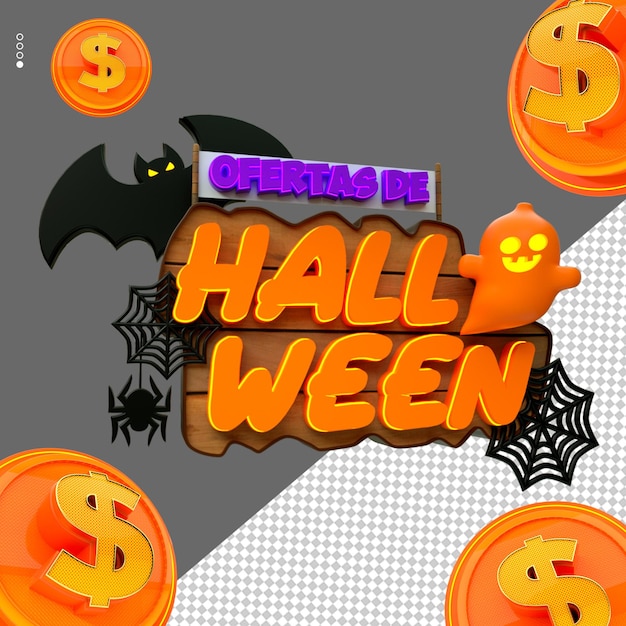 3d seal renderizado dia feliz halloween