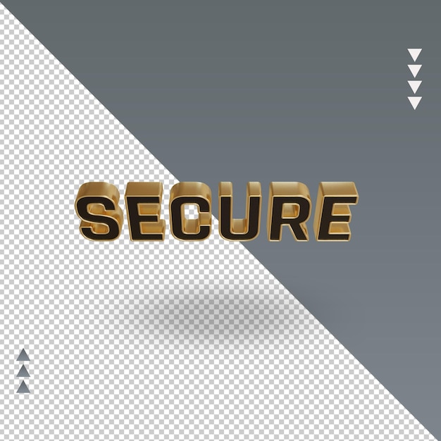 3d secure black gold text rendering top view