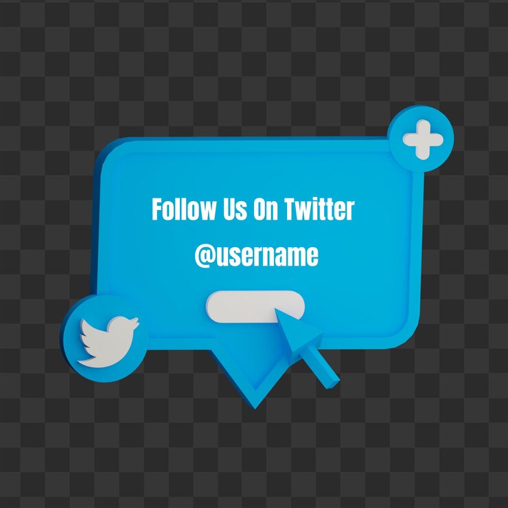 PSD 3d seguici su twitter social media username mock up