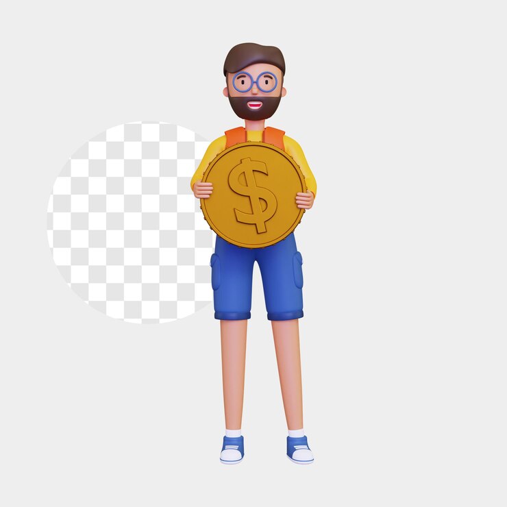 PSD 3d segurando a ilustração do conceito de moeda