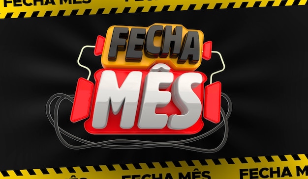 PSD 3d sello banner cierre mes