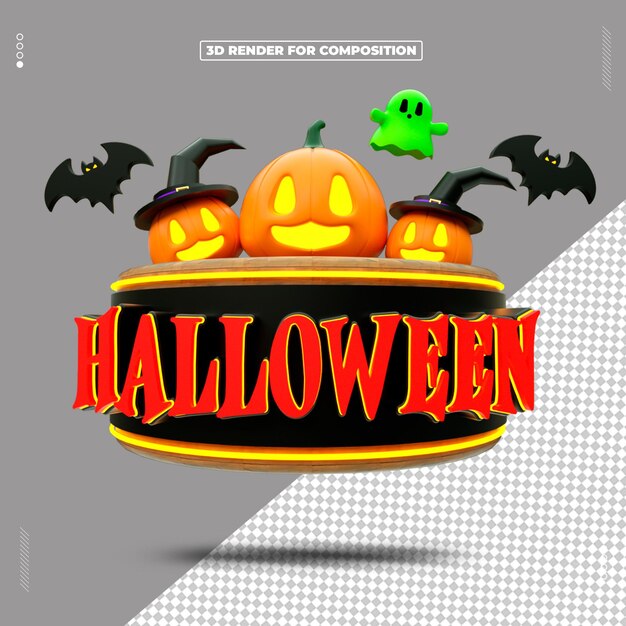 PSD 3d sello renderizado día feliz halloween