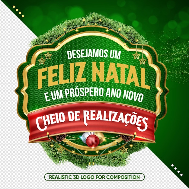 3d selo verde feliz natal é um próspero ano novo cheio de conquistas