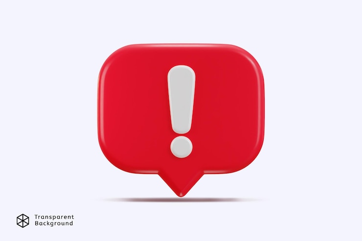 PSD 3d señal de exclamación mensaje de advertencia o mensaje de riesgo de peligro aviso ilustración del icono del problema
