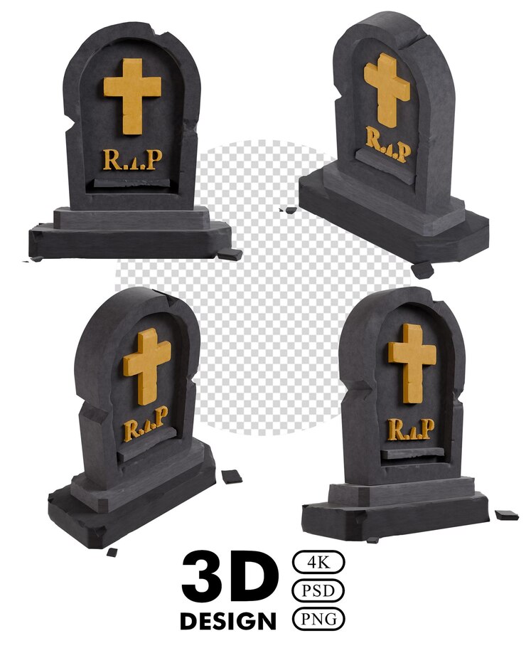 PSD 3d sepulcro danificado com cruz isolada