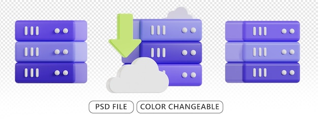 3d server icon access digital connection from datacenter