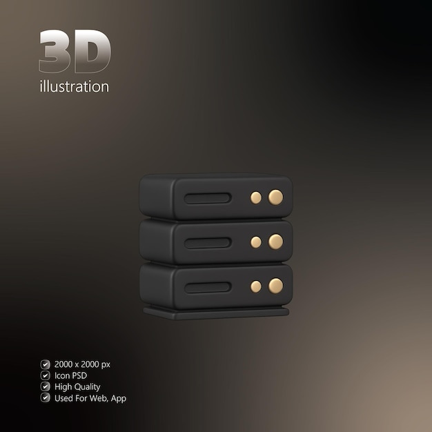 3D Server Rack Icon Alojamiento en la nube y almacenamiento de datos