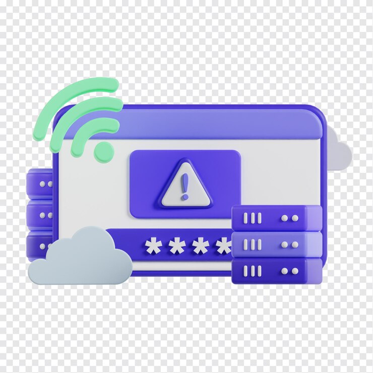 PSD 3d-server-warnung sicherheitswartungswebsite