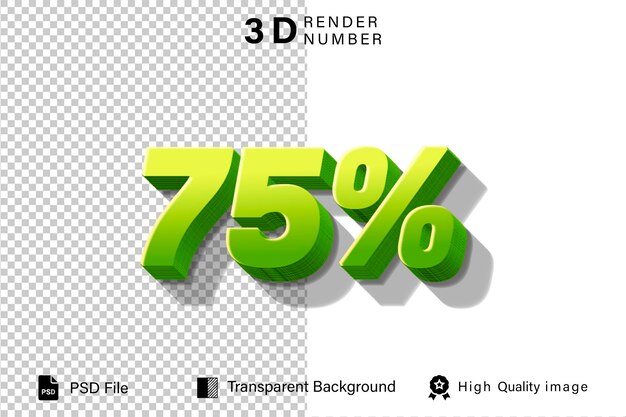 3d setenta y cinco descontos recientes 75 verde con color limón aislado en fondo transparente