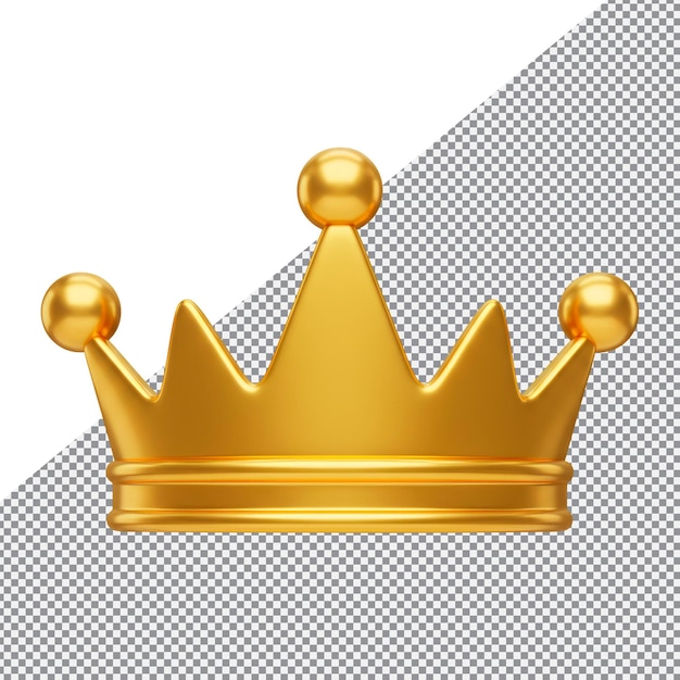 3D Shiny Gold Crown Royal Icon Isolated