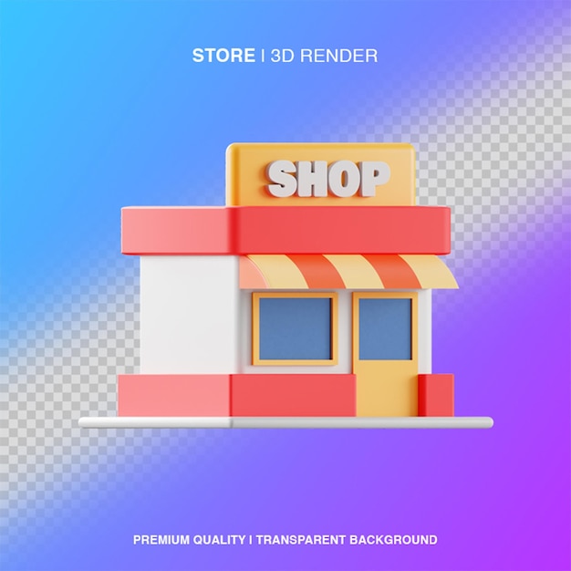 3D-Shop-Illustration isoliert