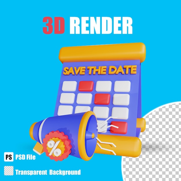 PSD 3d shopping icon e commerce date de promotion magasin avec fond transparent