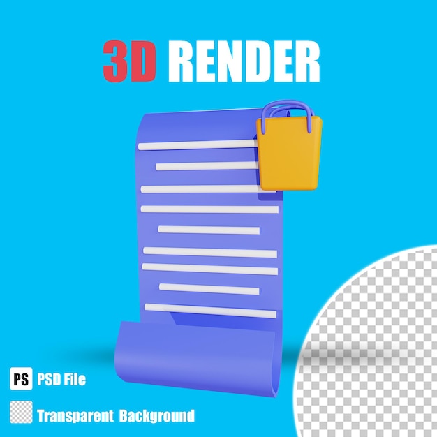 3D Shopping Icon E-Commerce mit transparentem Hintergrund