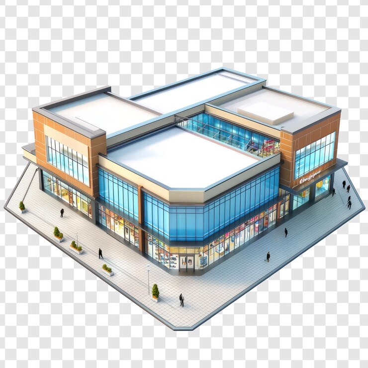 3D Shopping Mall isolate on transparency background