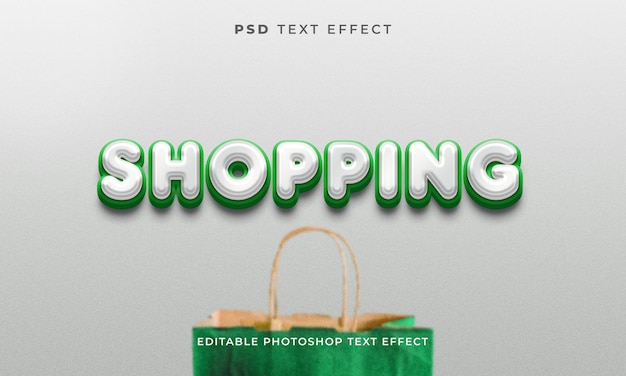 PSD 3d-shopping-texteffektvorlage mit grünen und weißen farben