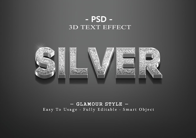3D-Silber-Textstil-Effektvorlage