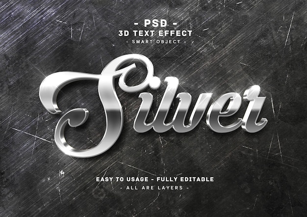 3D silberner Texteffekt