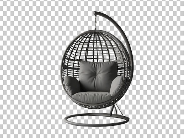 PSD 3d de silla colgante en forma de bola con soporte gris en el fondo del objeto