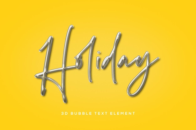 3d silver bubble holiday elemento de texto transparente editável psd