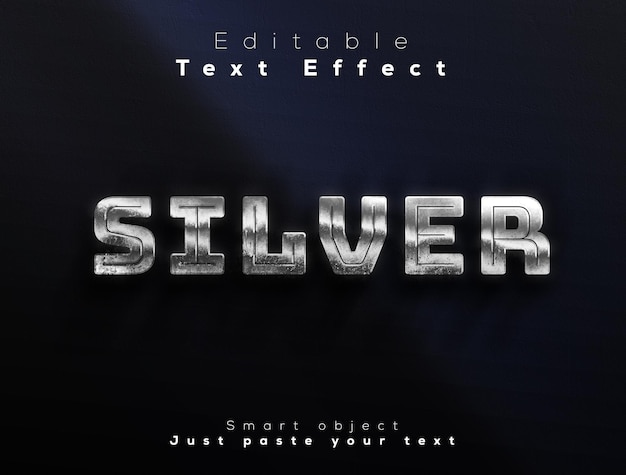 3d silver fully editable text effect template