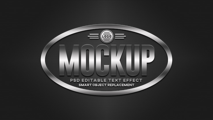 PSD 3d silver logo mockup