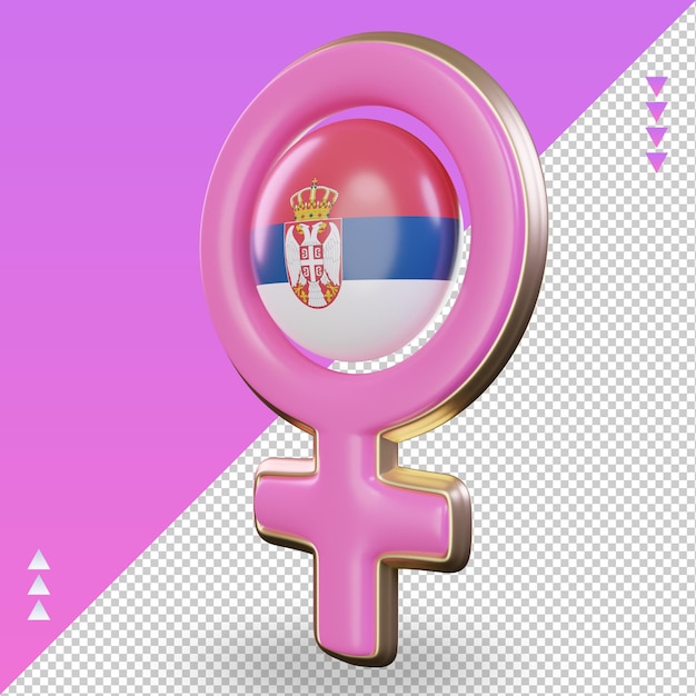 3d símbolo do dia das mulheres bandeira da Sérvia renderizando a vista direita