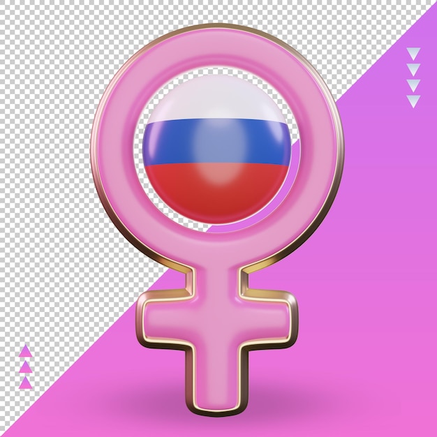 PSD 3d símbolo do dia das mulheres bandeira russa renderização vista frontal