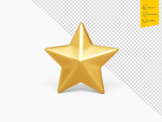 3d Un símbolo de estrella de clasificación brillante dorado aislado sobre fondo blanco Ilustración 3d