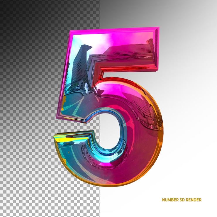 3d símbolos gradiente de efeito de cor de 5 alfabetos PSD Premium