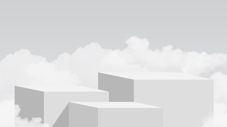 PSD 3d simple product podium psd with clouds on grey background