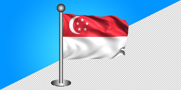 3d-singapur-flagge-symbol - abzeichen png - transparenter hintergrund