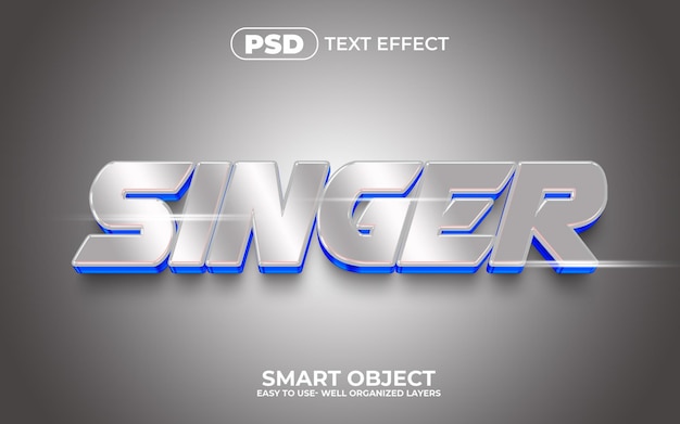3d Singer psd Text-Effekt-Stil bearbeitbar