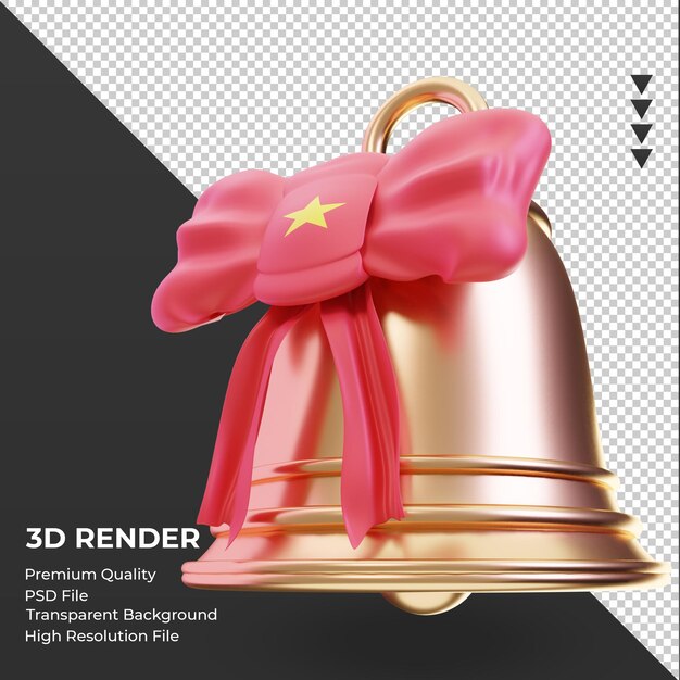 PSD 3d sino de natal bandeira do vietnã renderizando vista direita