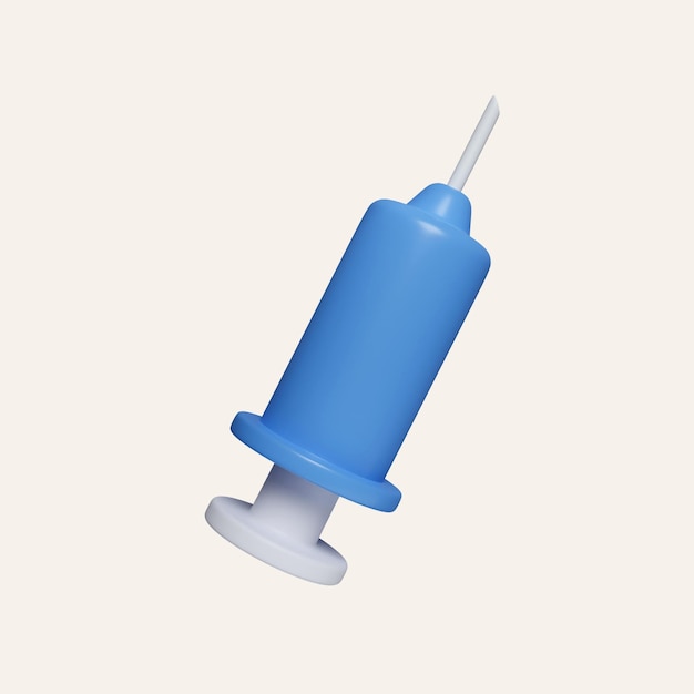 PSD 3d siringa médica inmunidad de la vacuna para el icono del cuerpo aislado en fondo blanco ilustración de renderización 3d camino de recorte